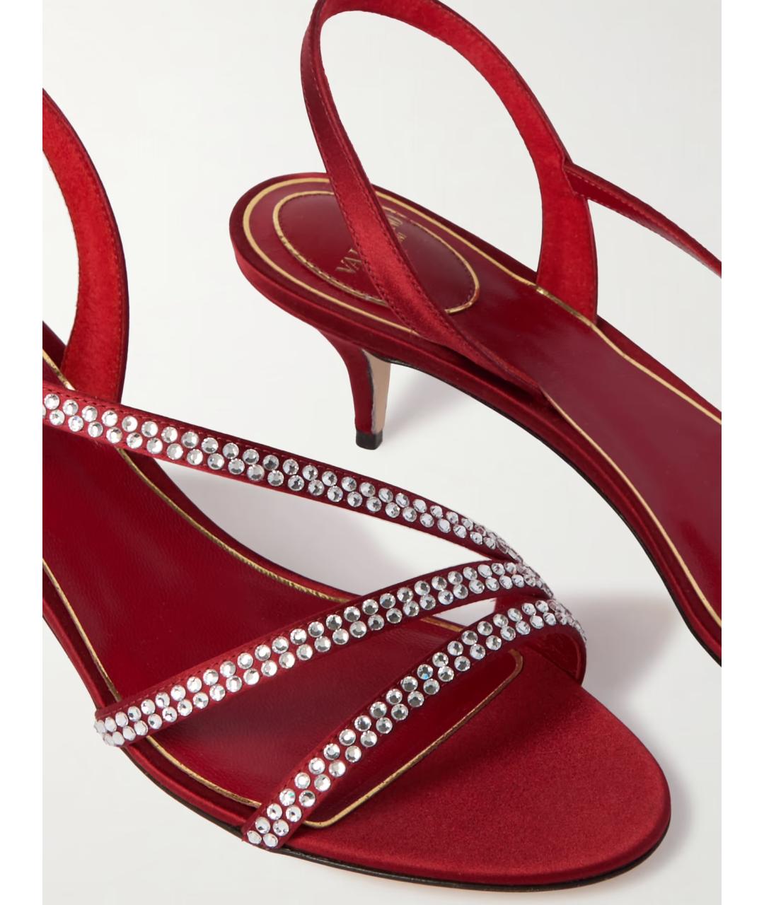 VALENTINO Красные текстильные босоножки, фото 3