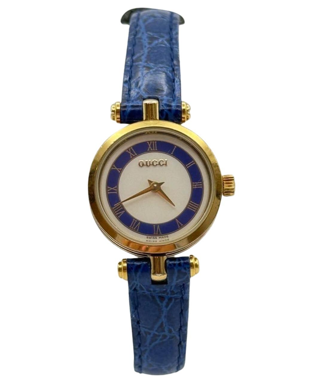 GUCCI Синие позолоченные часы, фото 1