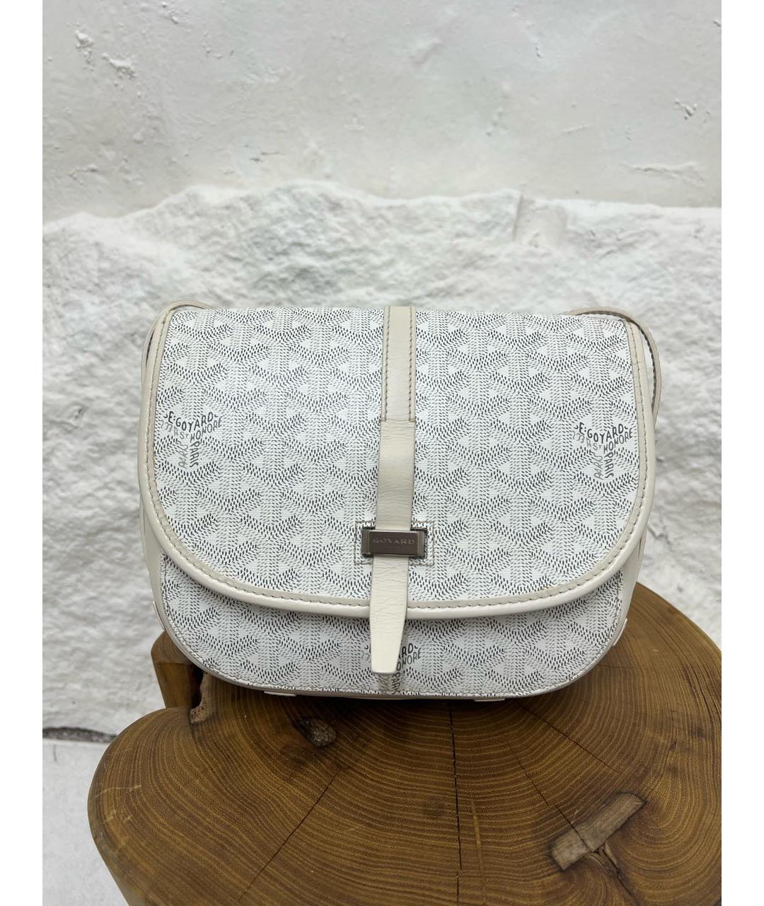 GOYARD Белая сумка на плечо из канвы, фото 8