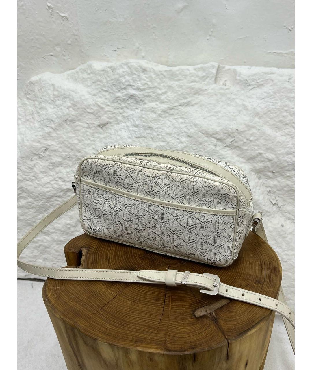 GOYARD Белая сумка на плечо из канвы, фото 2