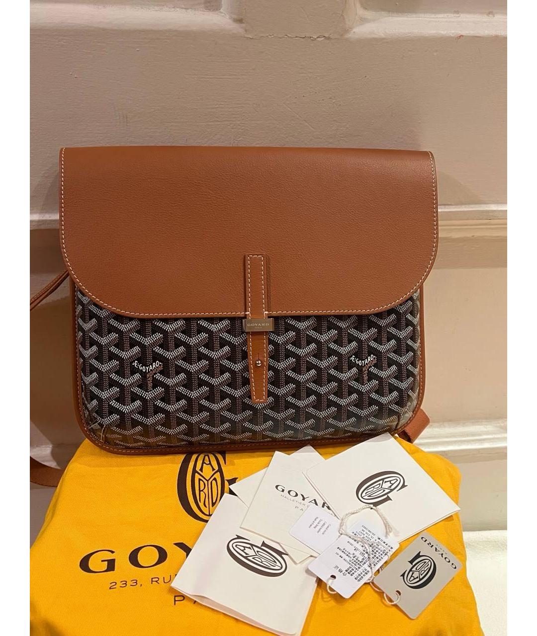 GOYARD Коричневая сумка на плечо из канвы, фото 9