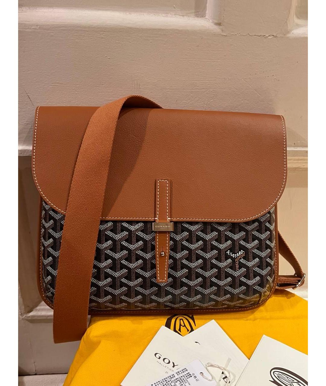 GOYARD Коричневая сумка на плечо из канвы, фото 4