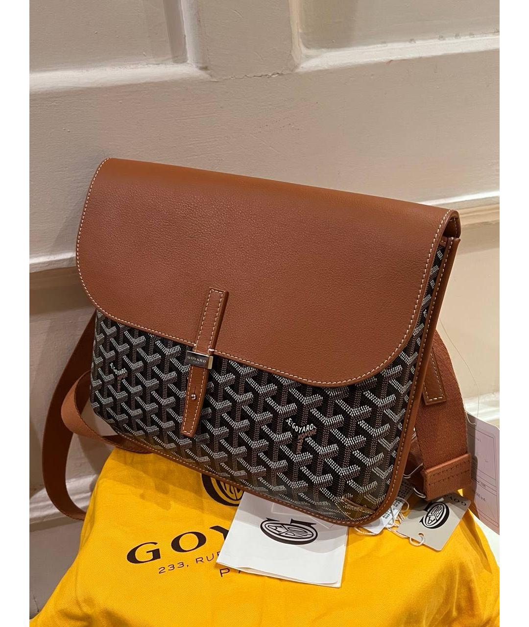 GOYARD Коричневая сумка на плечо из канвы, фото 2