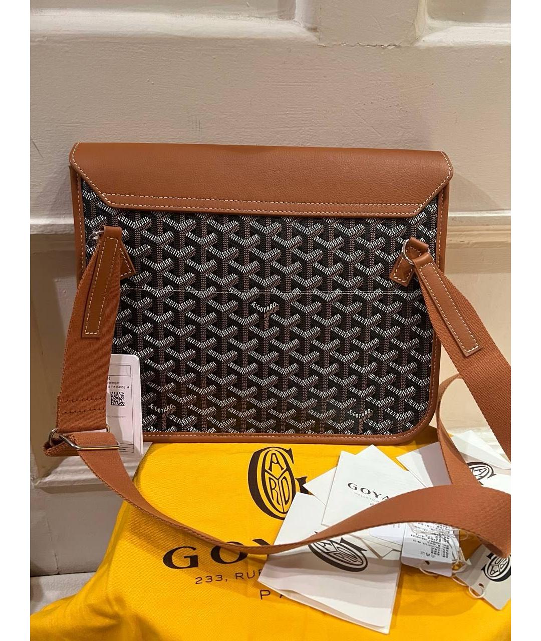 GOYARD Коричневая сумка на плечо из канвы, фото 3