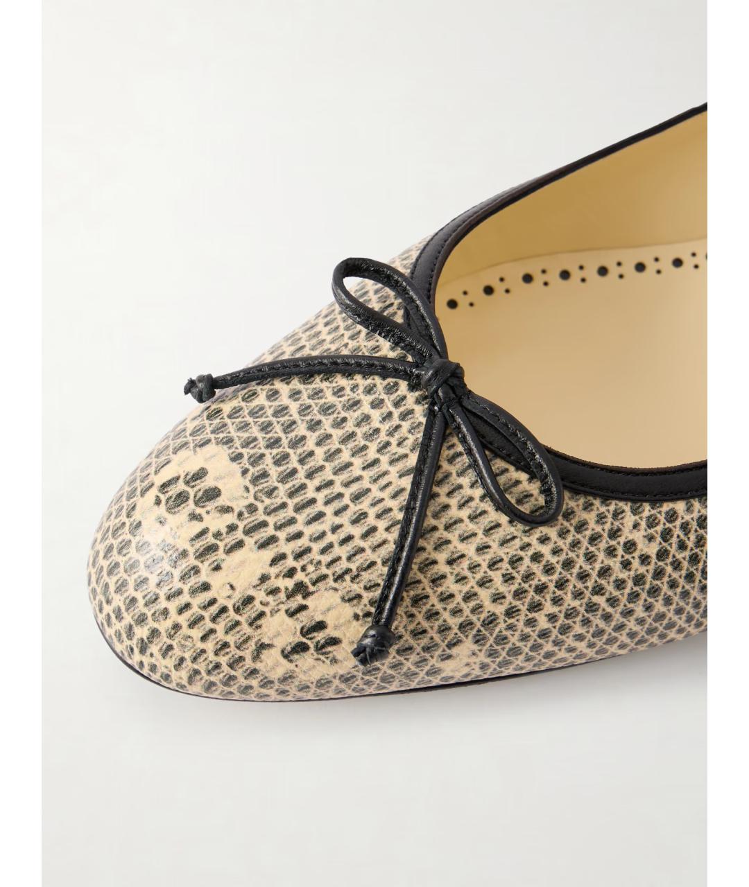 MANOLO BLAHNIK Бежевые кожаные балетки, фото 5