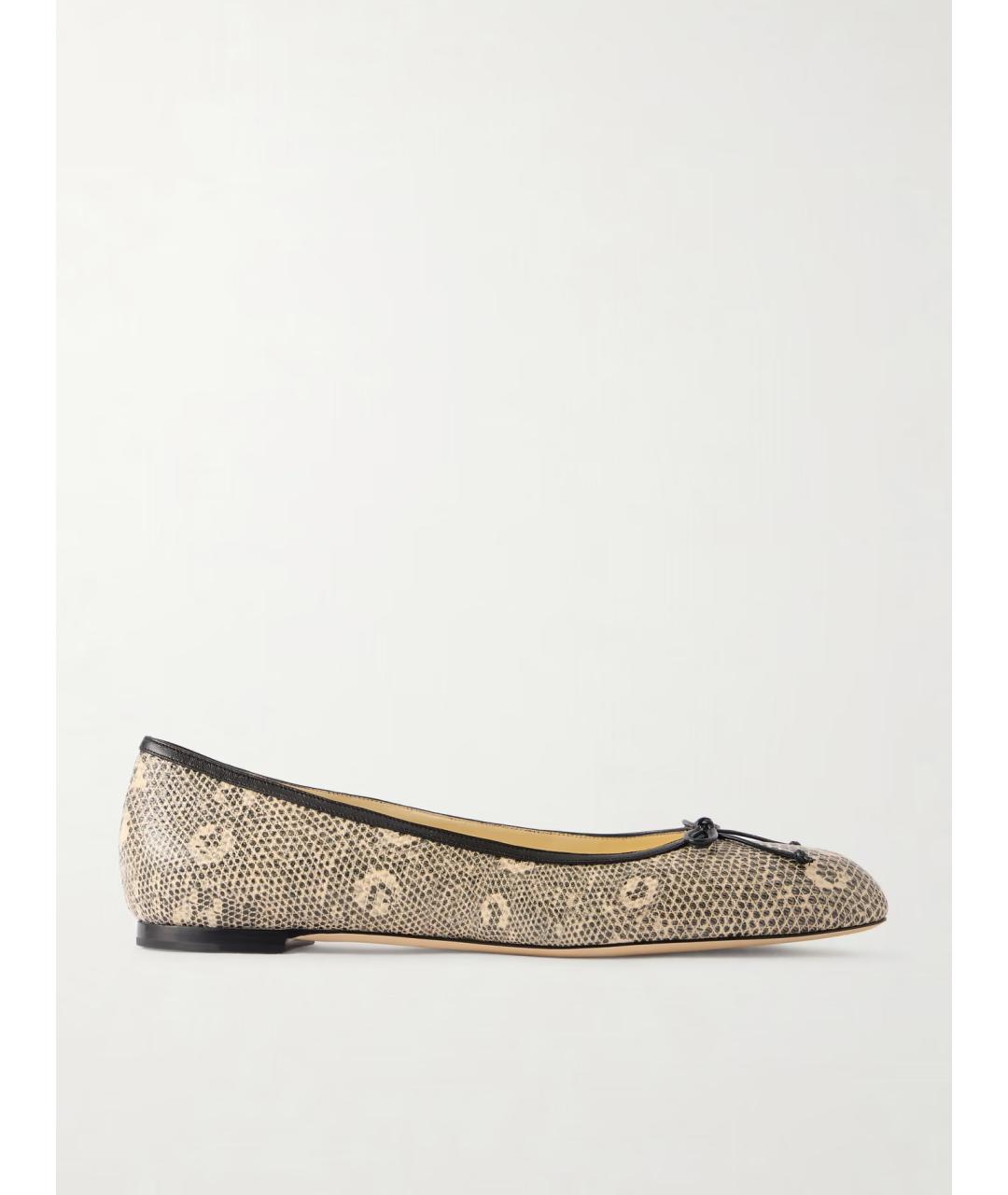 MANOLO BLAHNIK Бежевые кожаные балетки, фото 7