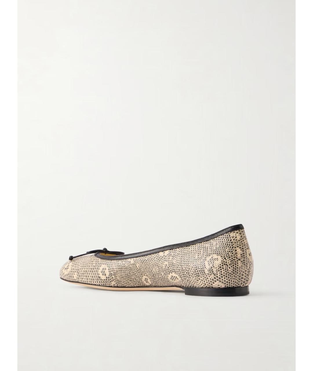 MANOLO BLAHNIK Бежевые кожаные балетки, фото 6