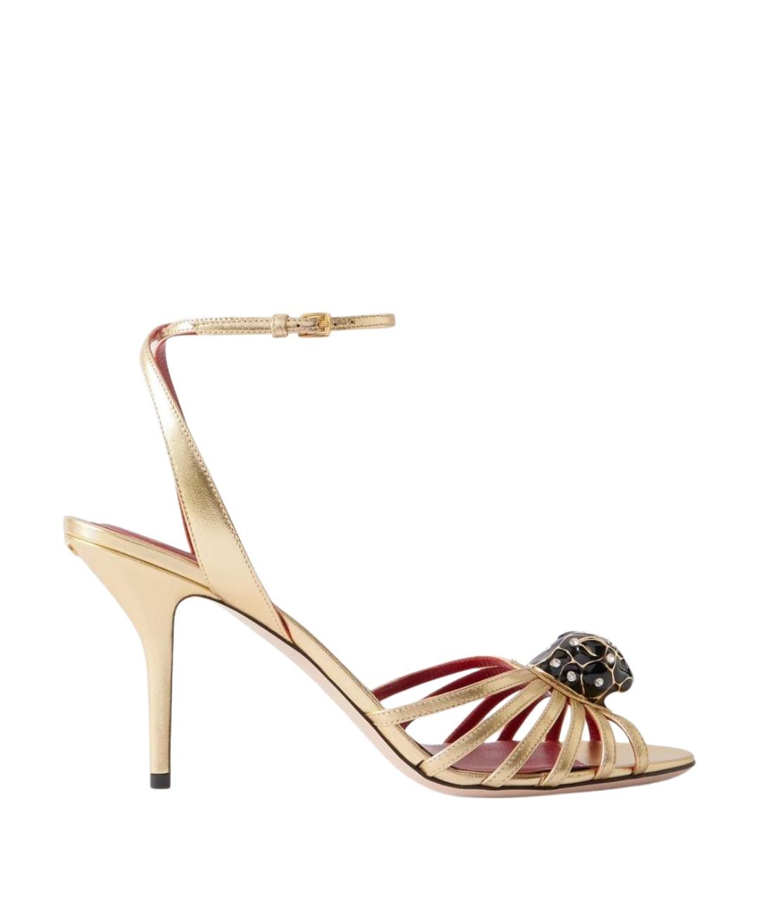 VALENTINO Золотые кожаные босоножки, фото 1