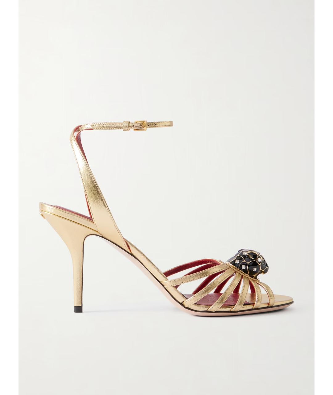 VALENTINO Золотые кожаные босоножки, фото 6