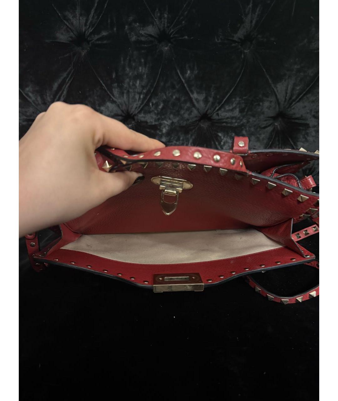 VALENTINO Красная кожаная сумка тоут, фото 6