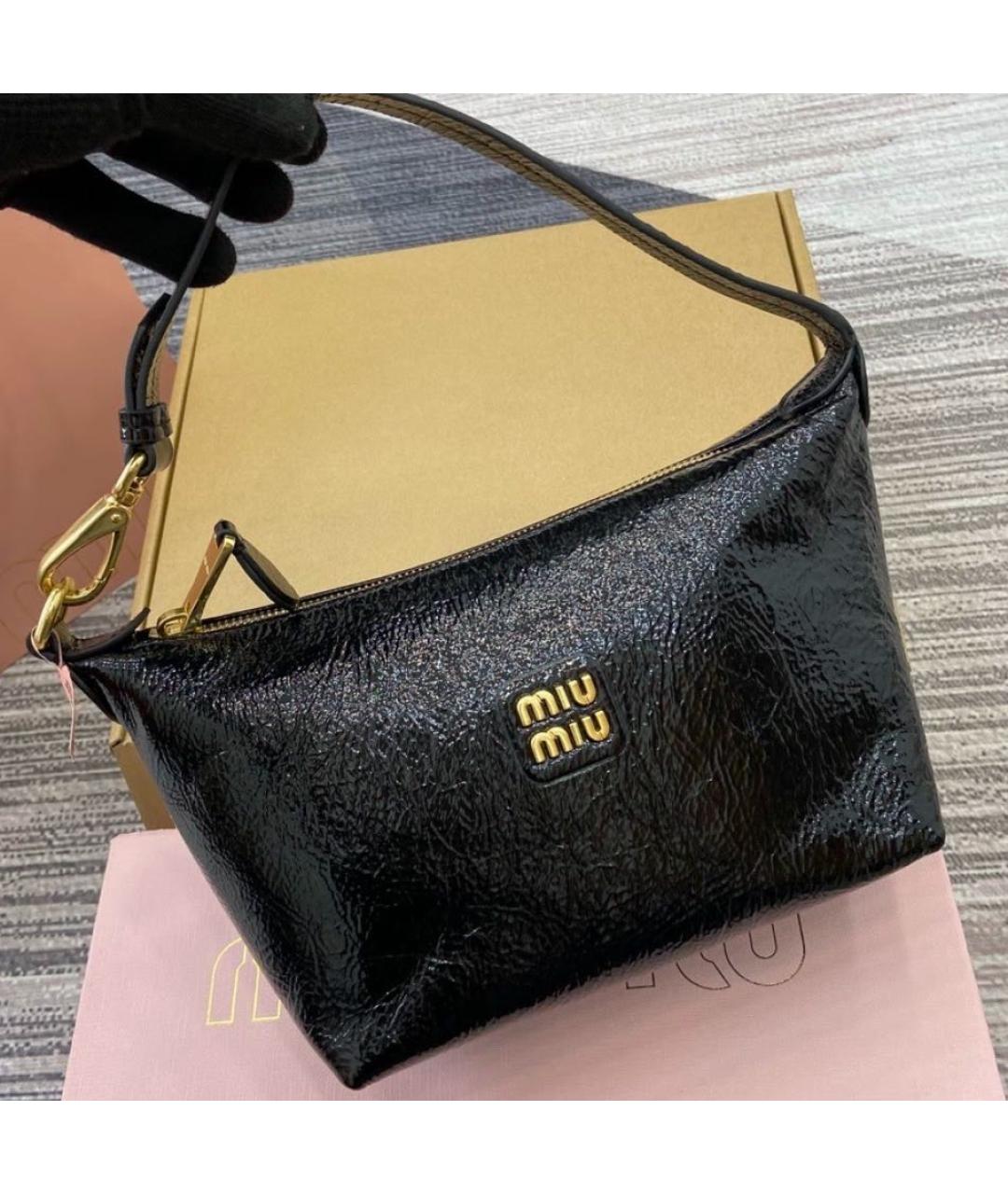 MIU MIU Черная кожаная сумка с короткими ручками, фото 7