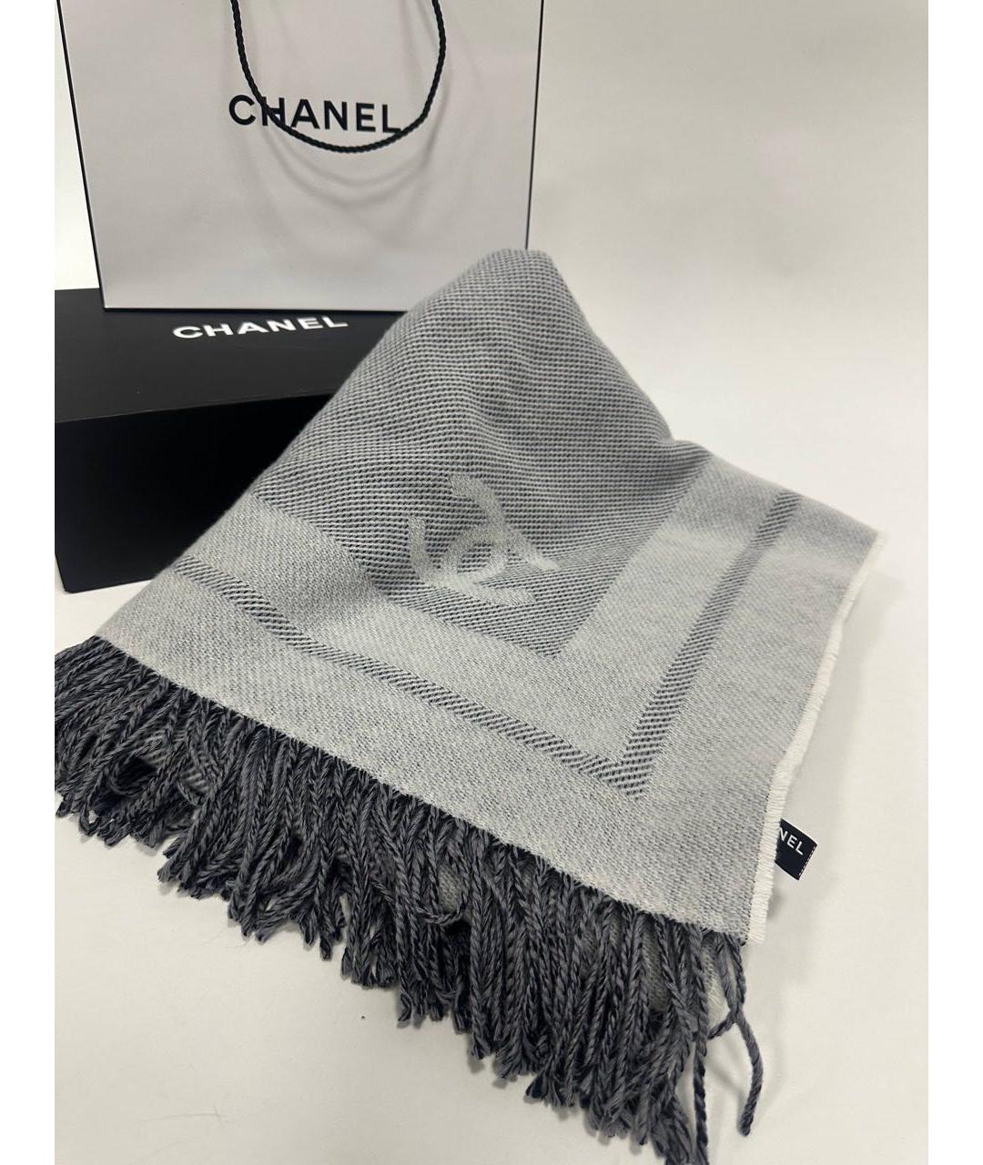 CHANEL Серый шарф, фото 3
