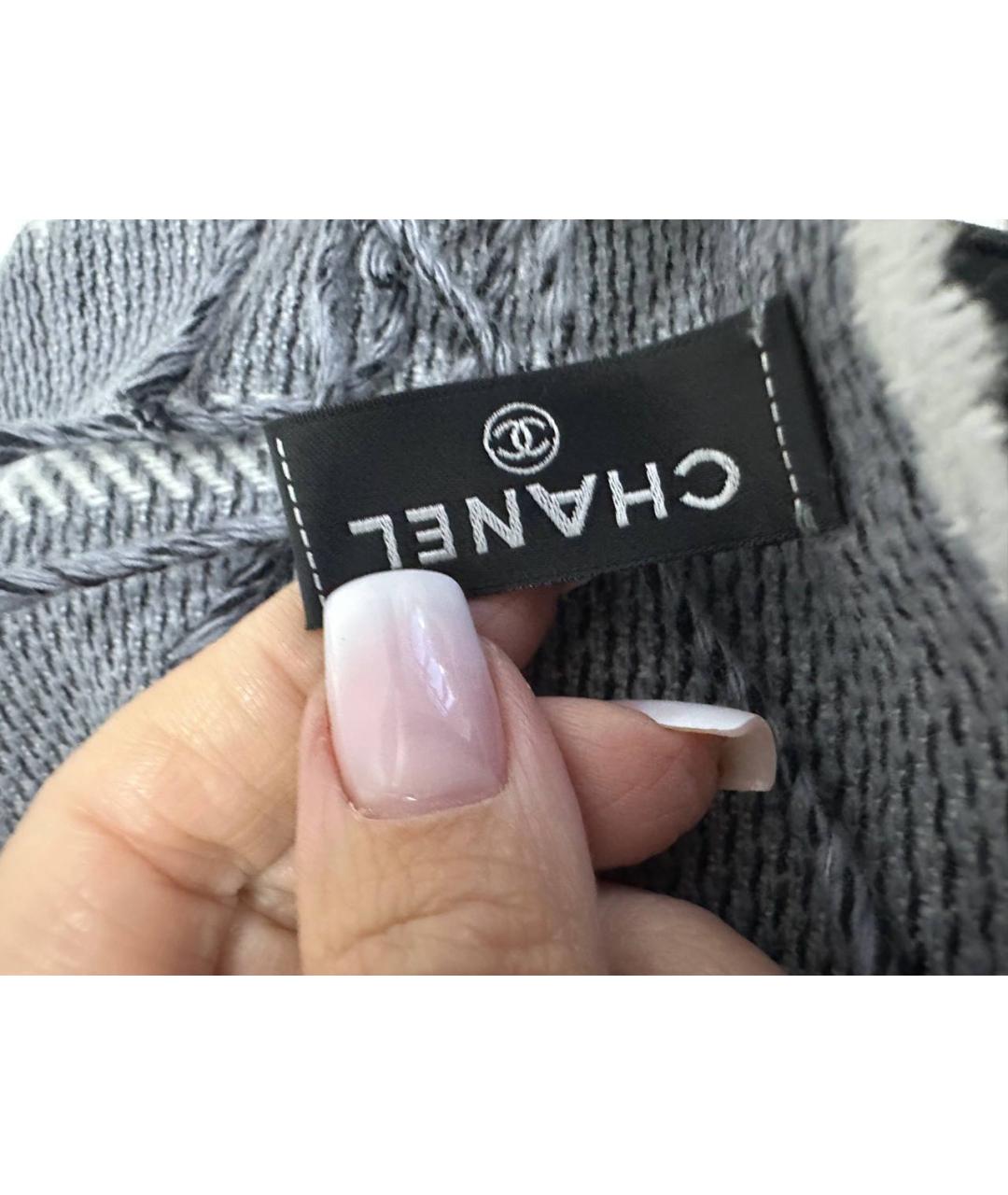 CHANEL Серый шарф, фото 4