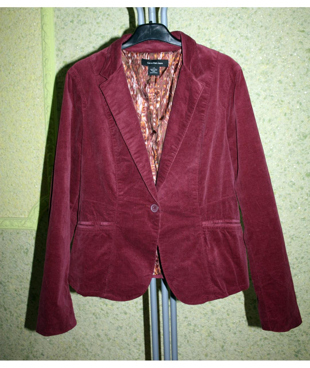 CALVIN KLEIN JEANS Бордовый хлопковый жакет/пиджак, фото 5