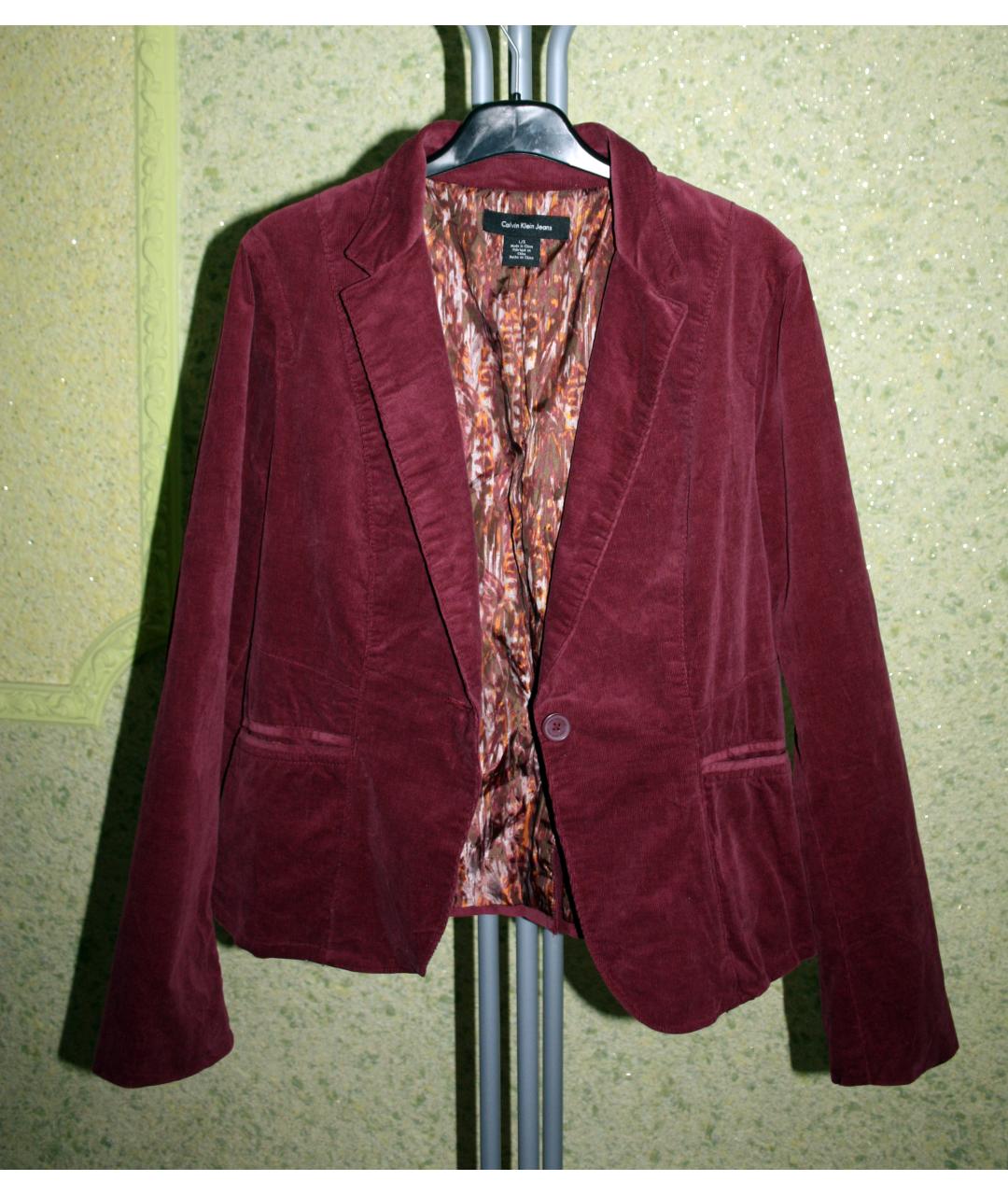 CALVIN KLEIN JEANS Бордовый хлопковый жакет/пиджак, фото 3