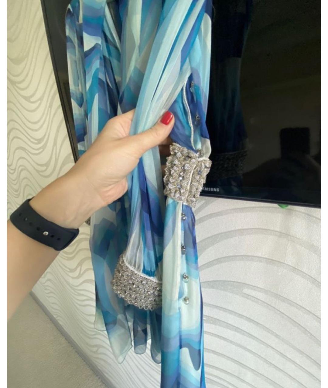 MISSONI Голубое шифоновое коктейльное платье, фото 4