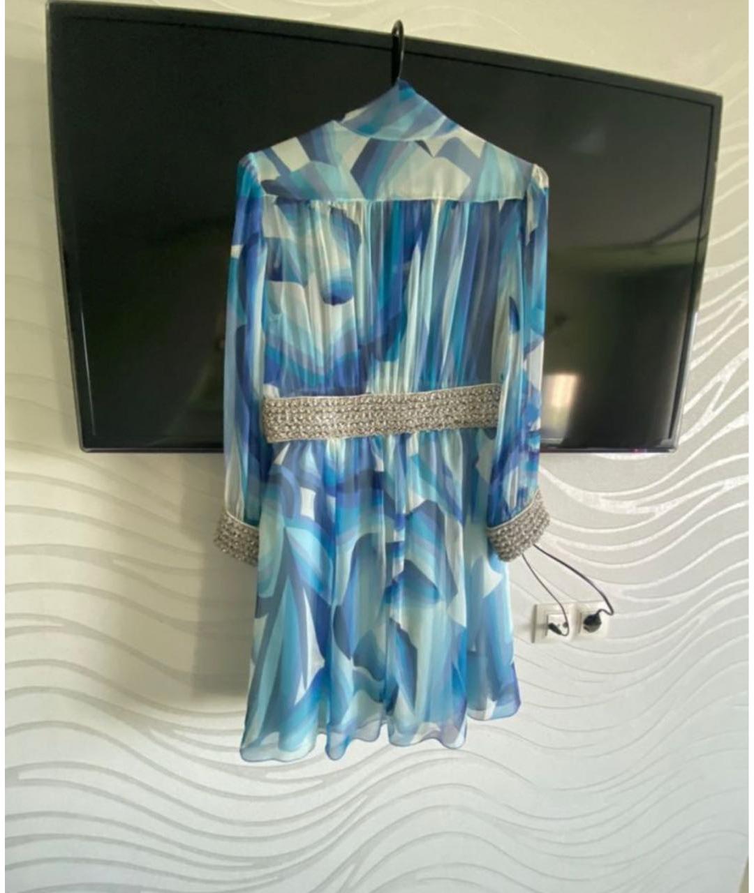 MISSONI Голубое шифоновое коктейльное платье, фото 2