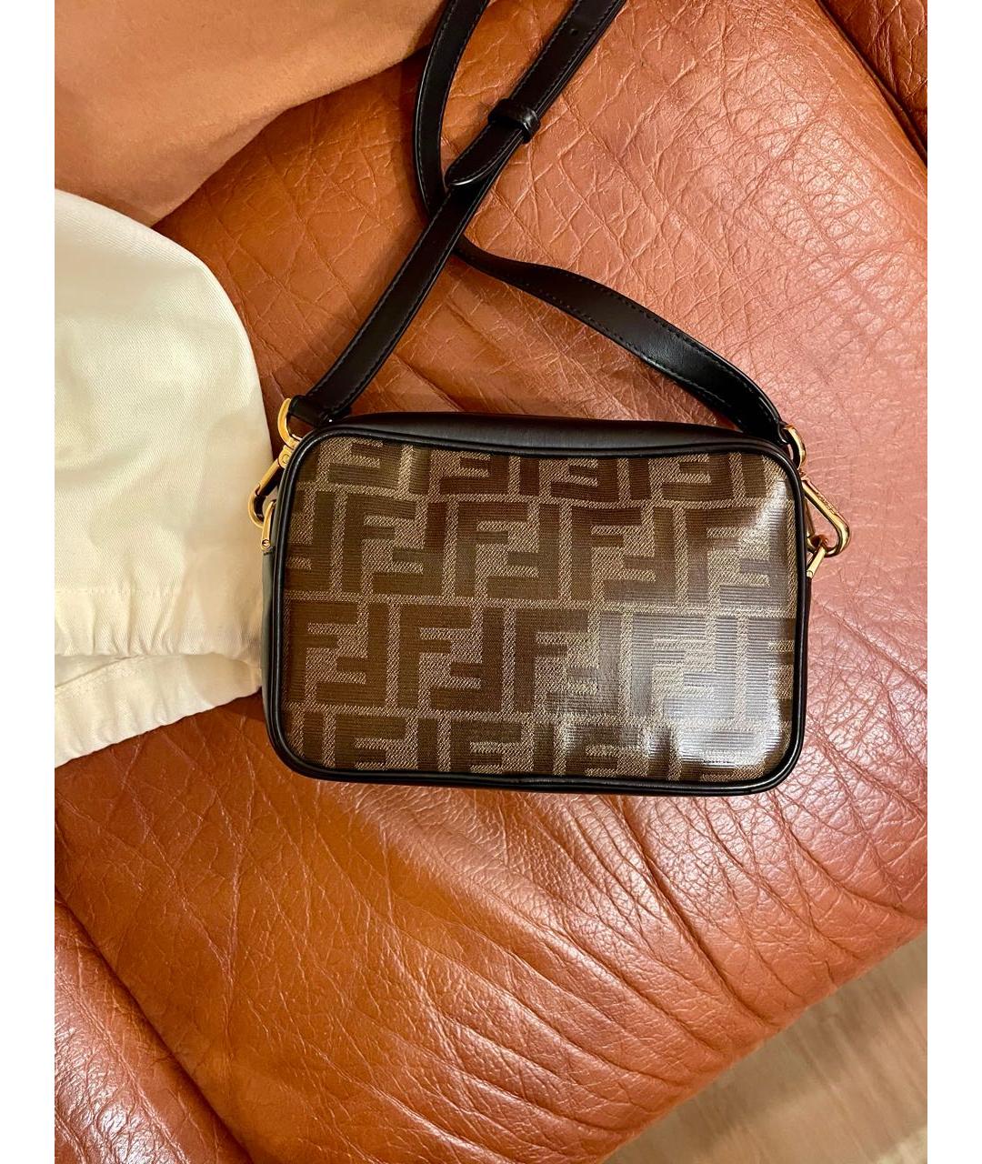 FENDI Коричневая сумка через плечо из канвы, фото 2