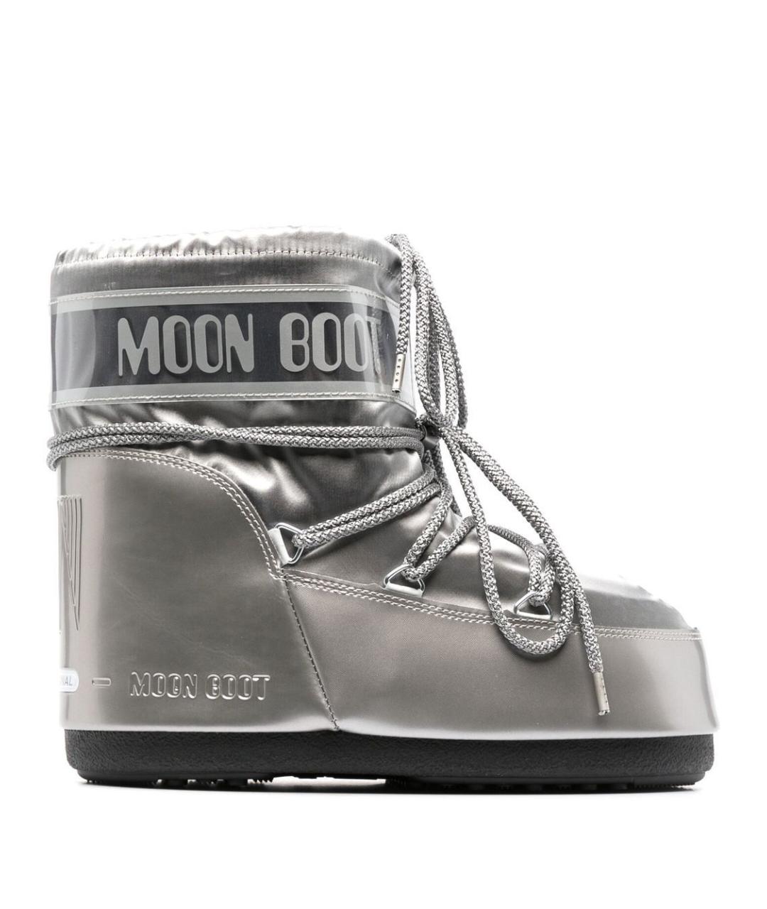 MOON BOOT Серебряные синтетические сапоги, фото 1