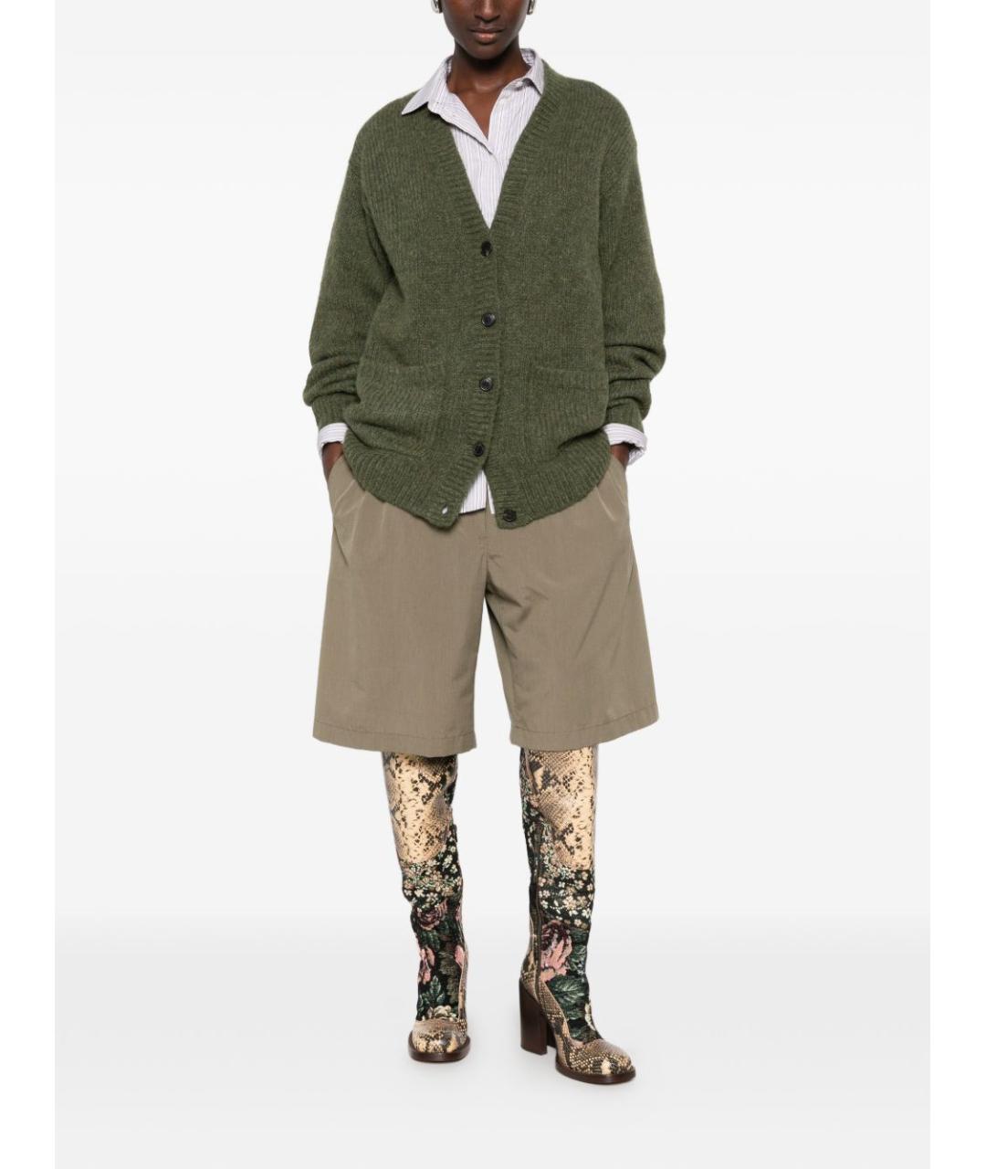 DRIES VAN NOTEN Зеленый шерстяной кардиган, фото 5
