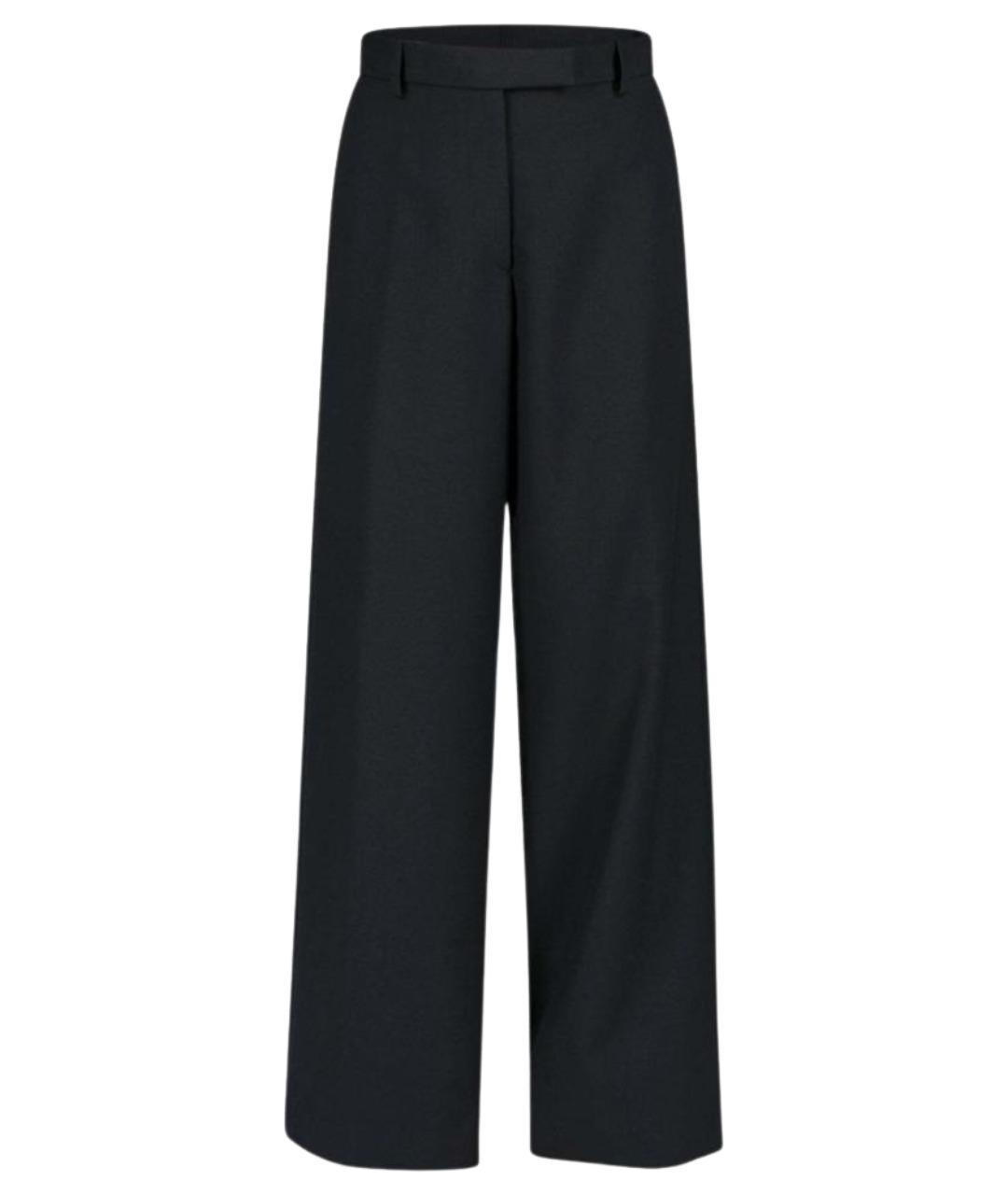 DRIES VAN NOTEN Черные шерстяные прямые брюки, фото 1