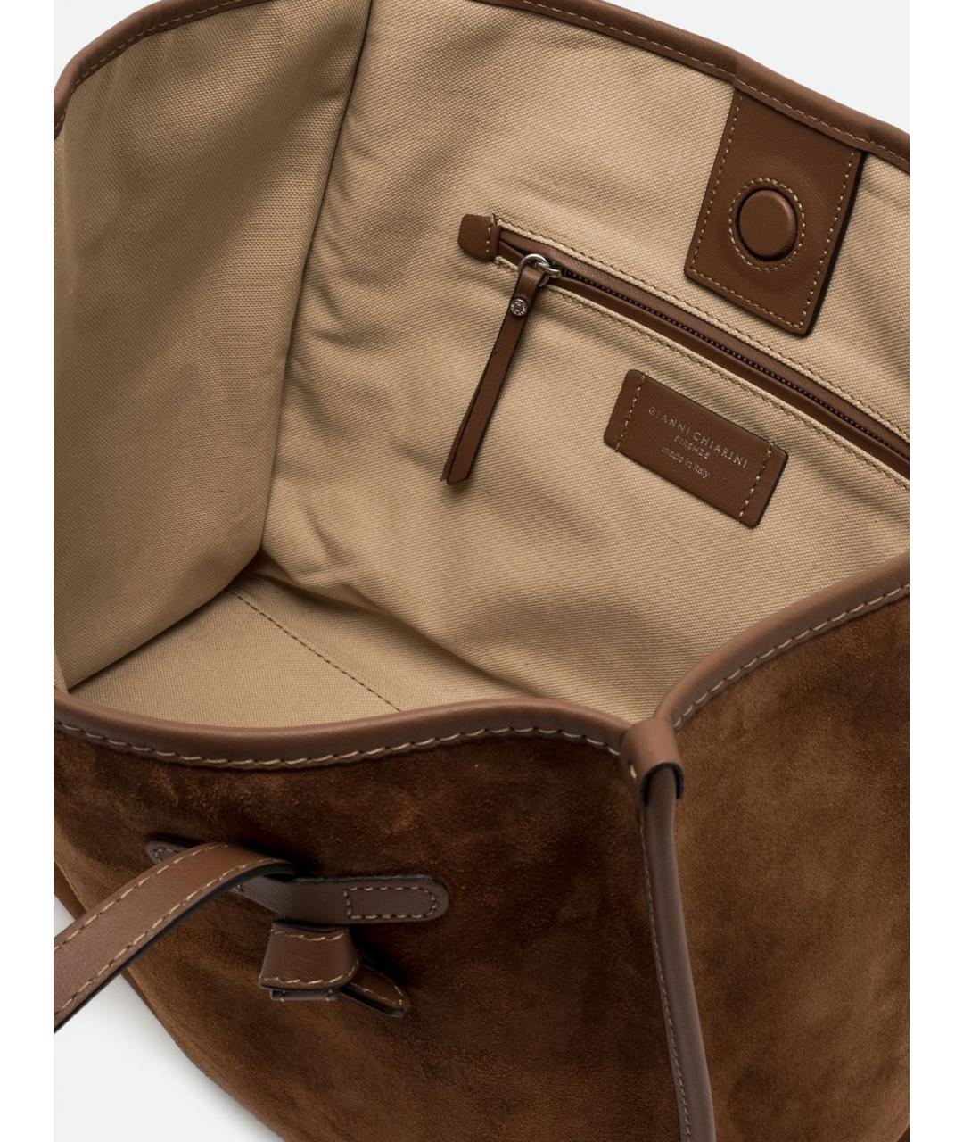Gianni Chiarini Коричневая кожаная сумка тоут, фото 3