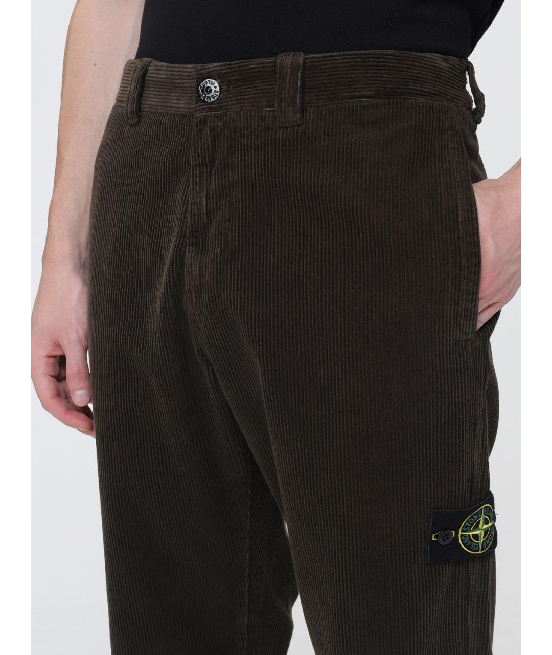STONE ISLAND Серые хлопковые повседневные брюки, фото 4