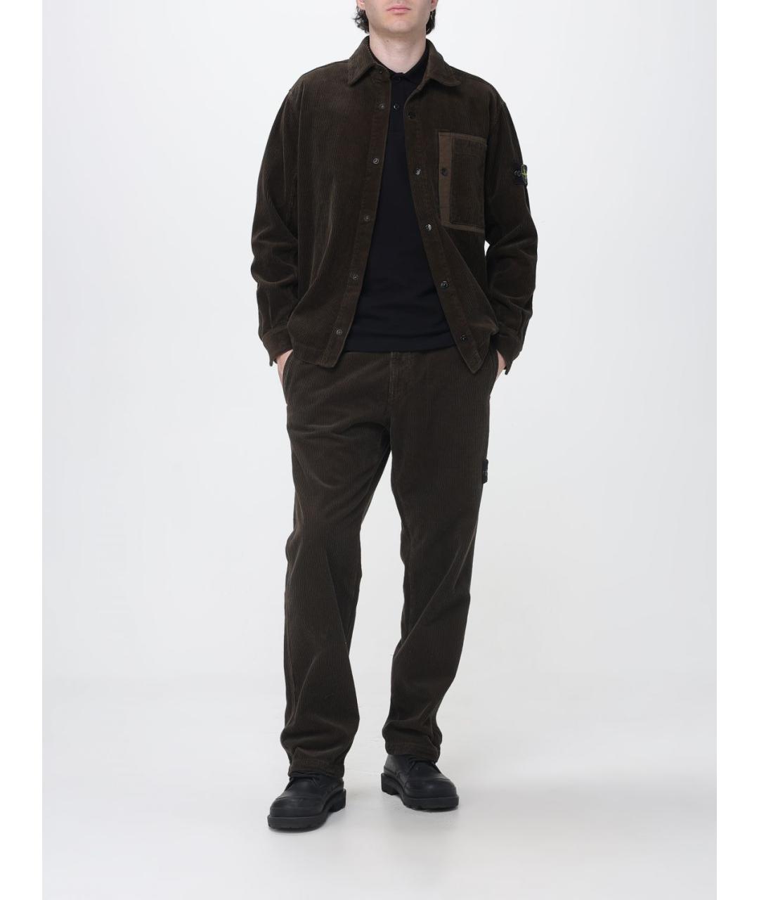 STONE ISLAND Серые хлопковые повседневные брюки, фото 2