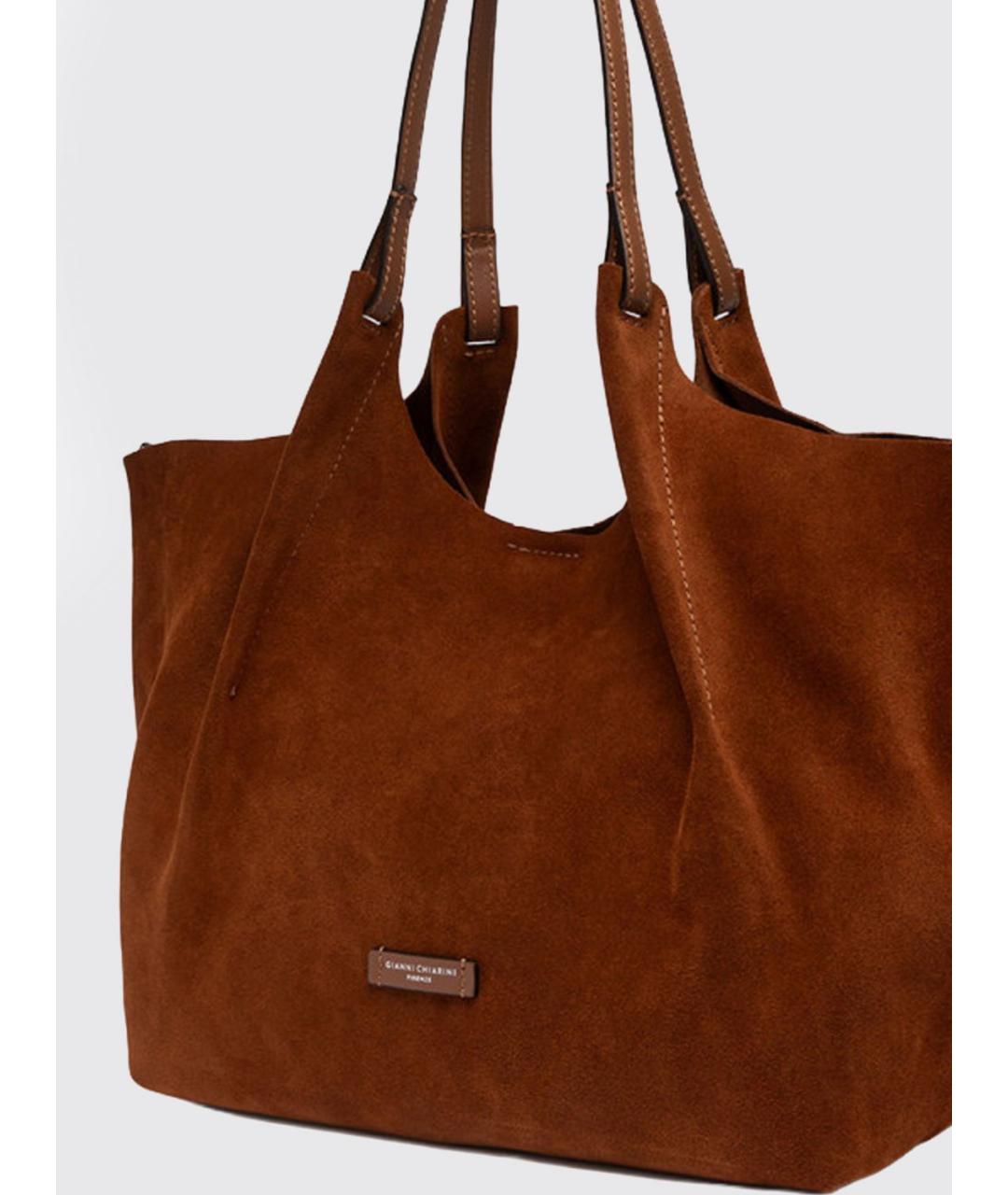 Gianni Chiarini Коричневая кожаная сумка тоут, фото 4