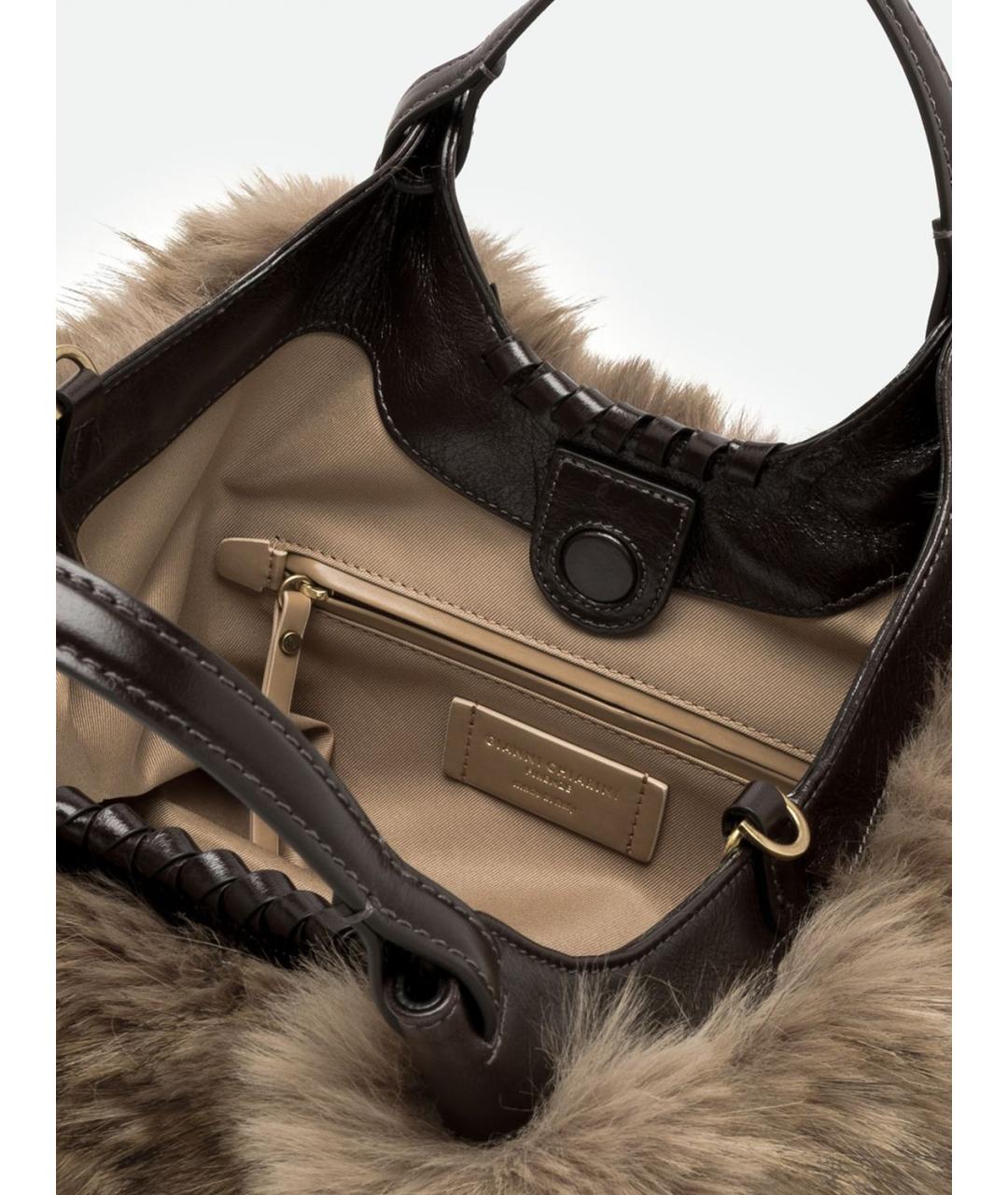 Gianni Chiarini Коричневая синтетическая сумка с короткими ручками, фото 3