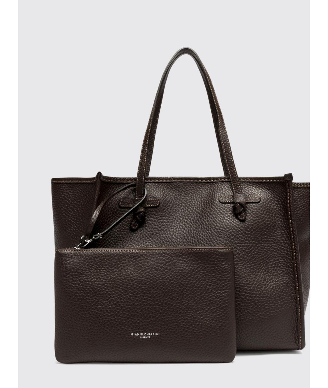 Gianni Chiarini Коричневая кожаная сумка тоут, фото 3