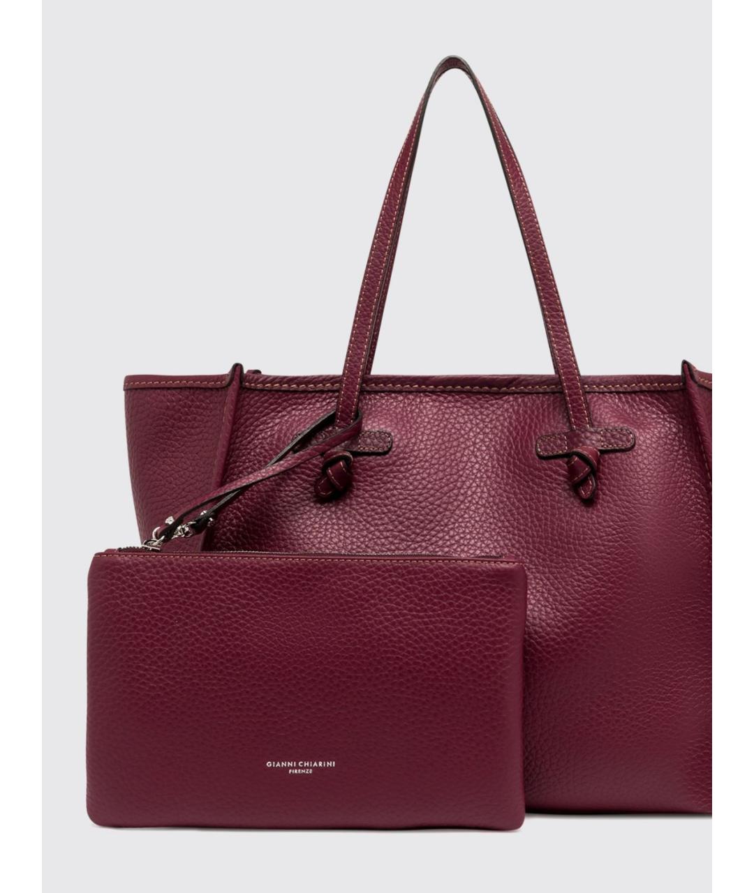 Gianni Chiarini Бордовая кожаная сумка тоут, фото 3
