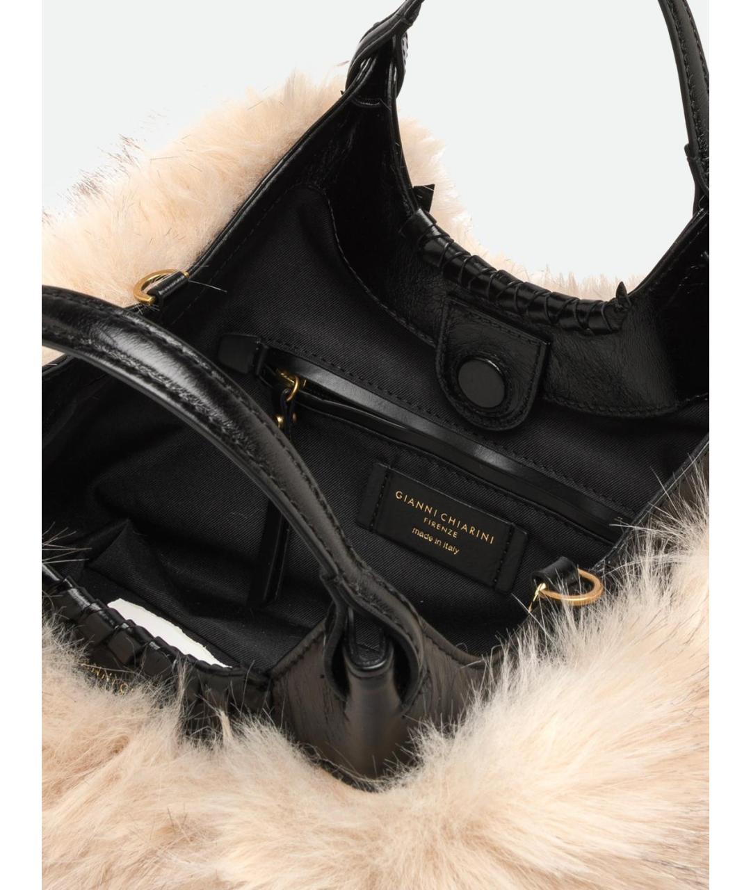 Gianni Chiarini Бежевая синтетическая сумка с короткими ручками, фото 3