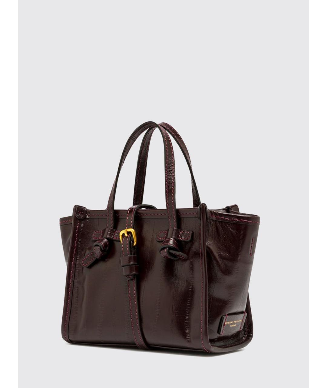 Gianni Chiarini Бордовая кожаная сумка с короткими ручками, фото 3