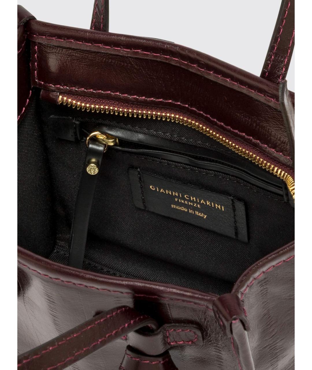 Gianni Chiarini Бордовая кожаная сумка с короткими ручками, фото 4