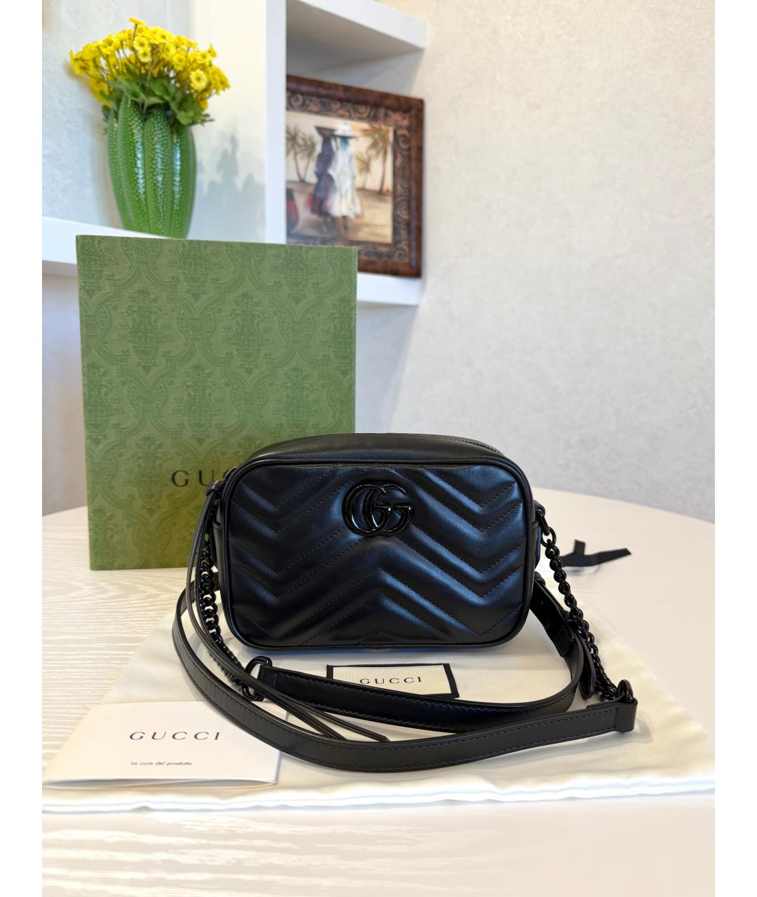 GUCCI Черная кожаная сумка через плечо, фото 2