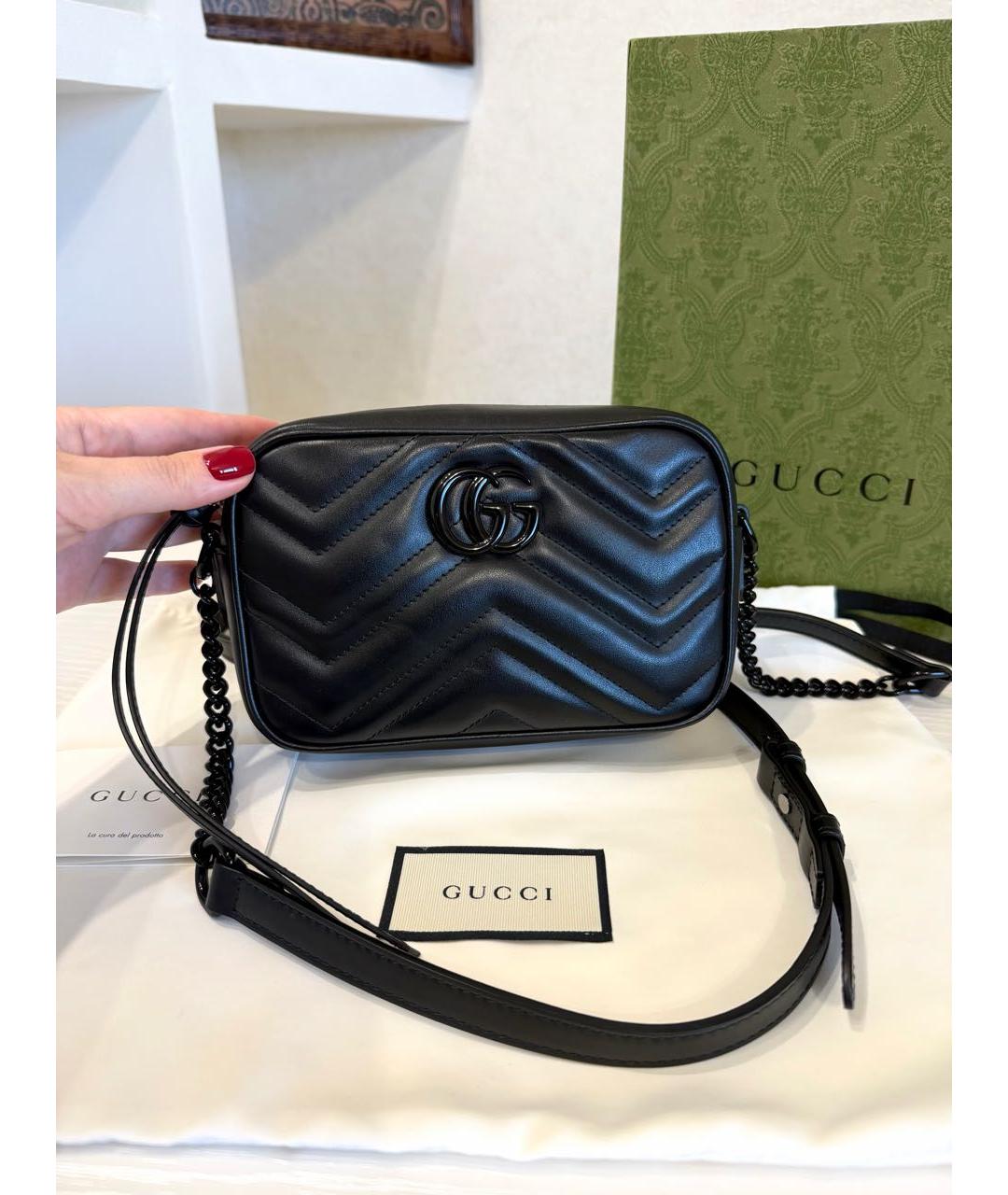 GUCCI Черная кожаная сумка через плечо, фото 3