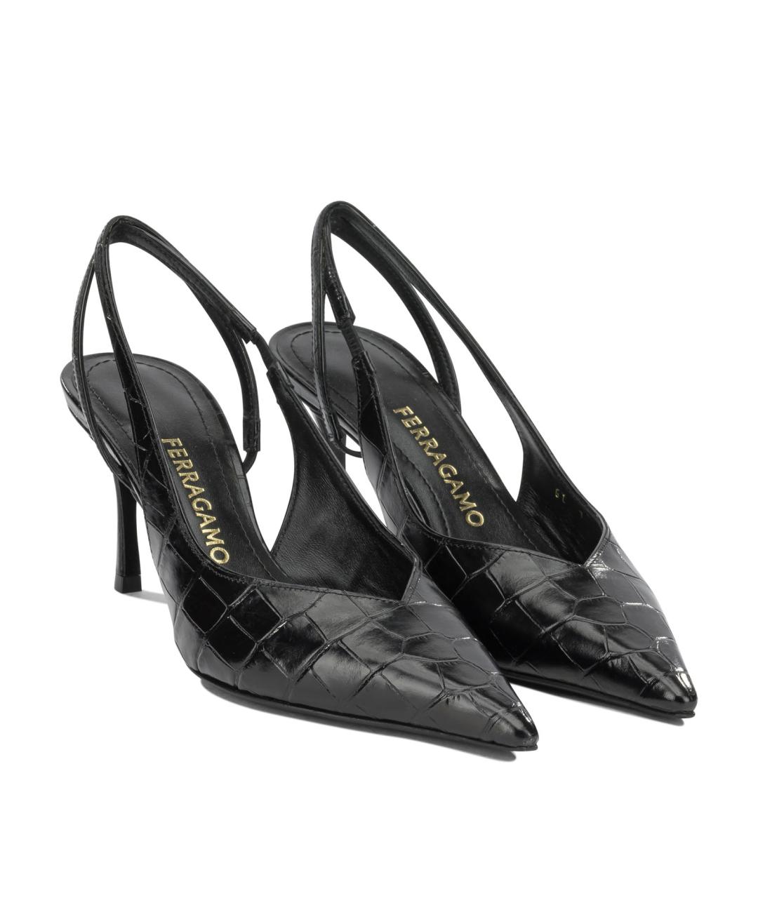 FERRAGAMO Черные кожаные туфли, фото 2