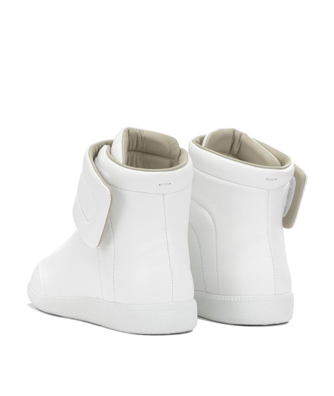 MAISON MARGIELA Белые кожаные высокие кроссовки / кеды, фото 4