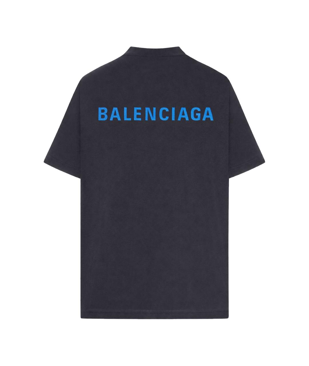 BALENCIAGA Черная хлопковая футболка, фото 2