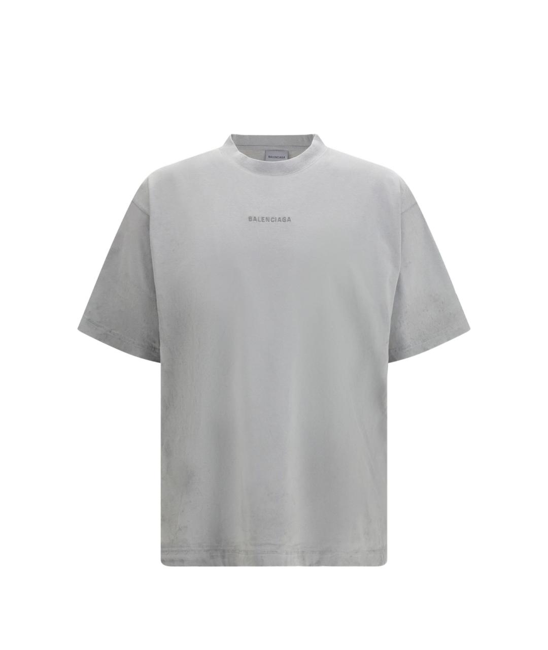 BALENCIAGA Серая хлопковая футболка, фото 1