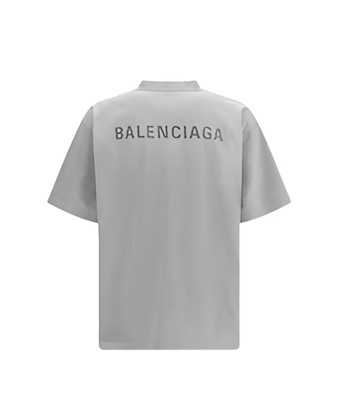 BALENCIAGA Серая хлопковая футболка, фото 3