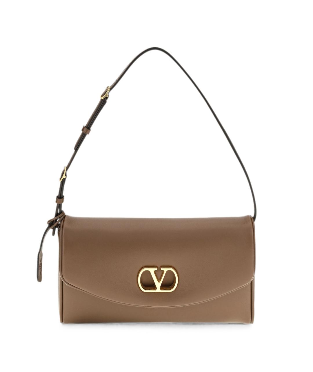 VALENTINO Коричневая кожаная сумка через плечо, фото 1