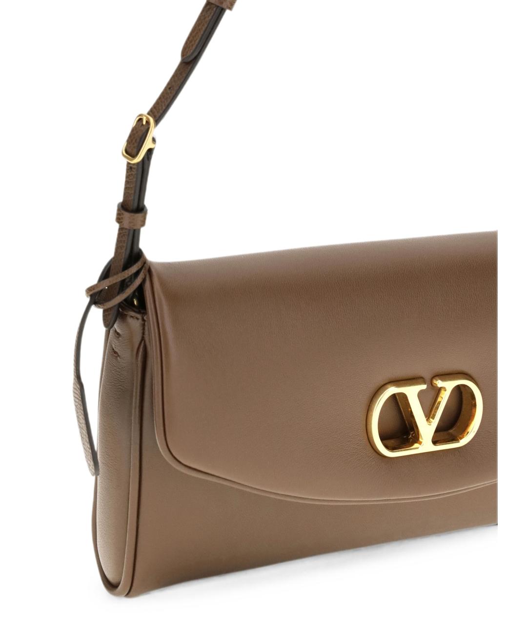 VALENTINO Коричневая кожаная сумка через плечо, фото 4