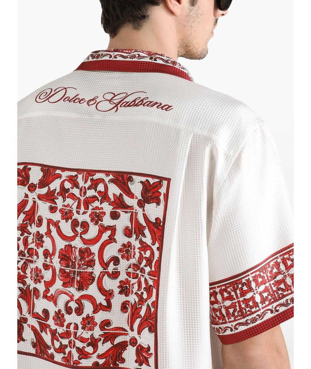 DOLCE&GABBANA Белая шелковая кэжуал рубашка, фото 4