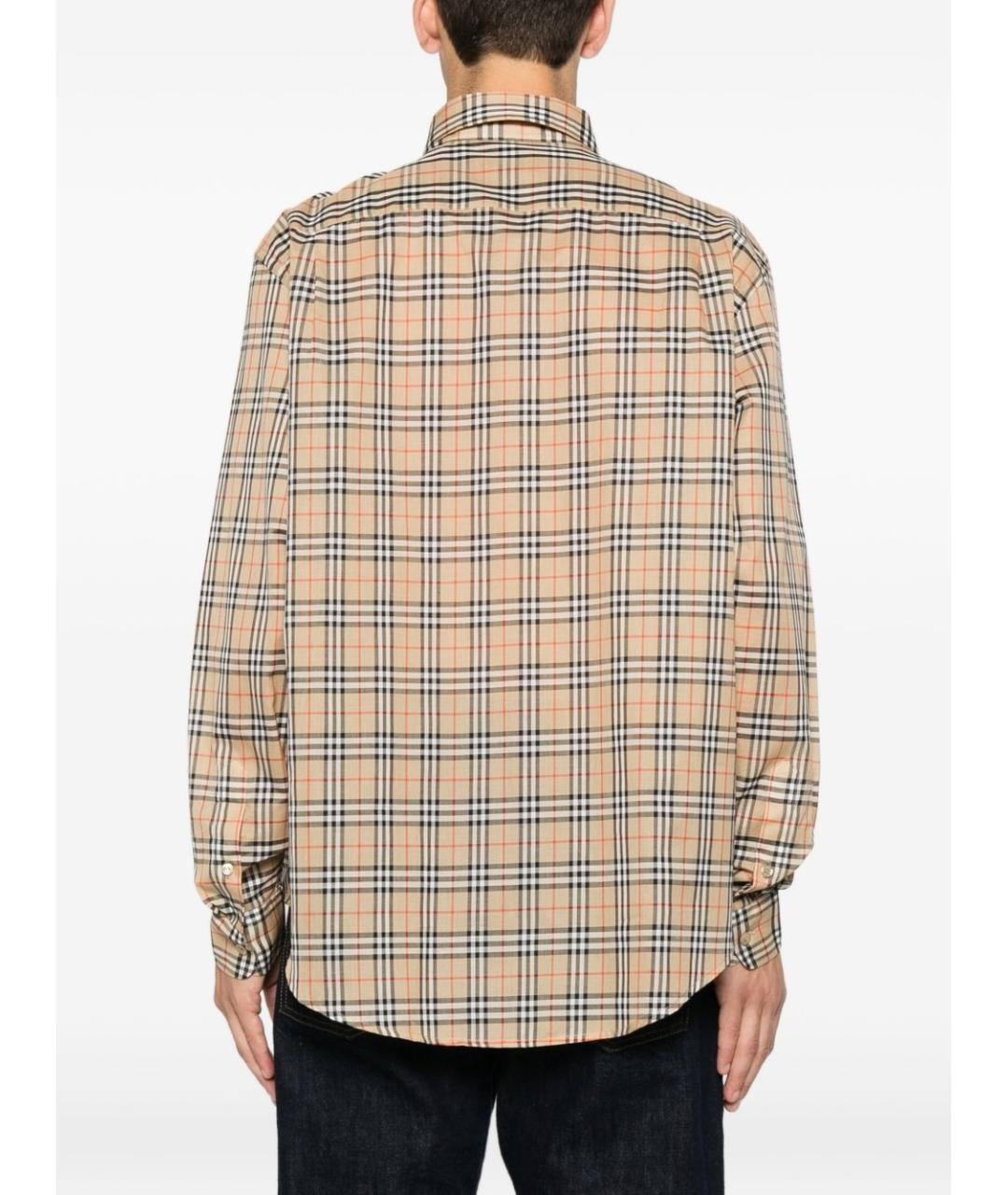 BURBERRY Бежевая хлопковая кэжуал рубашка, фото 4