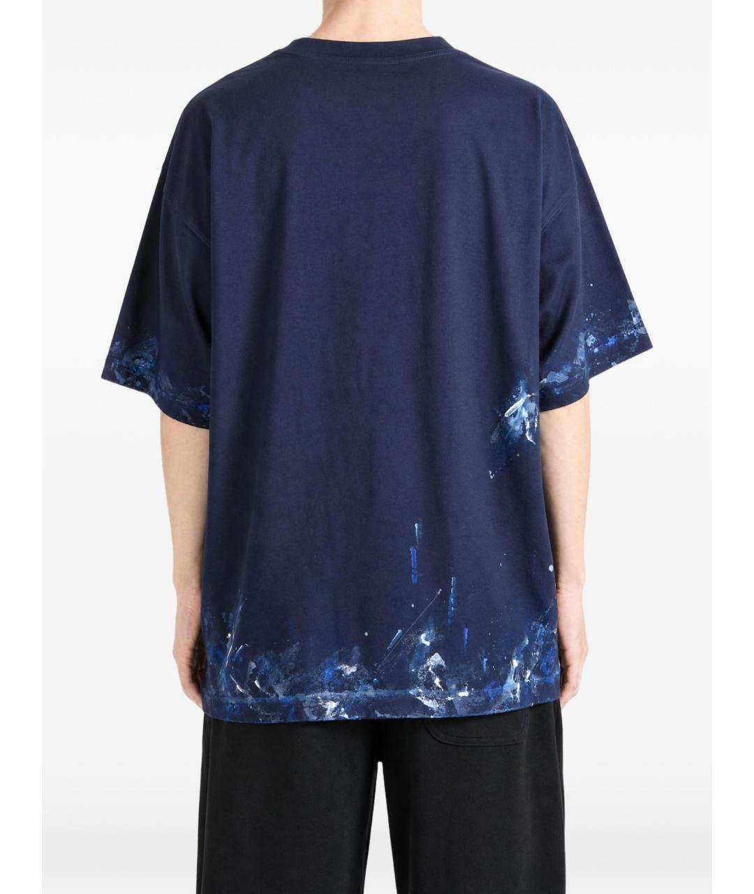 BALENCIAGA Синяя хлопковая футболка, фото 3
