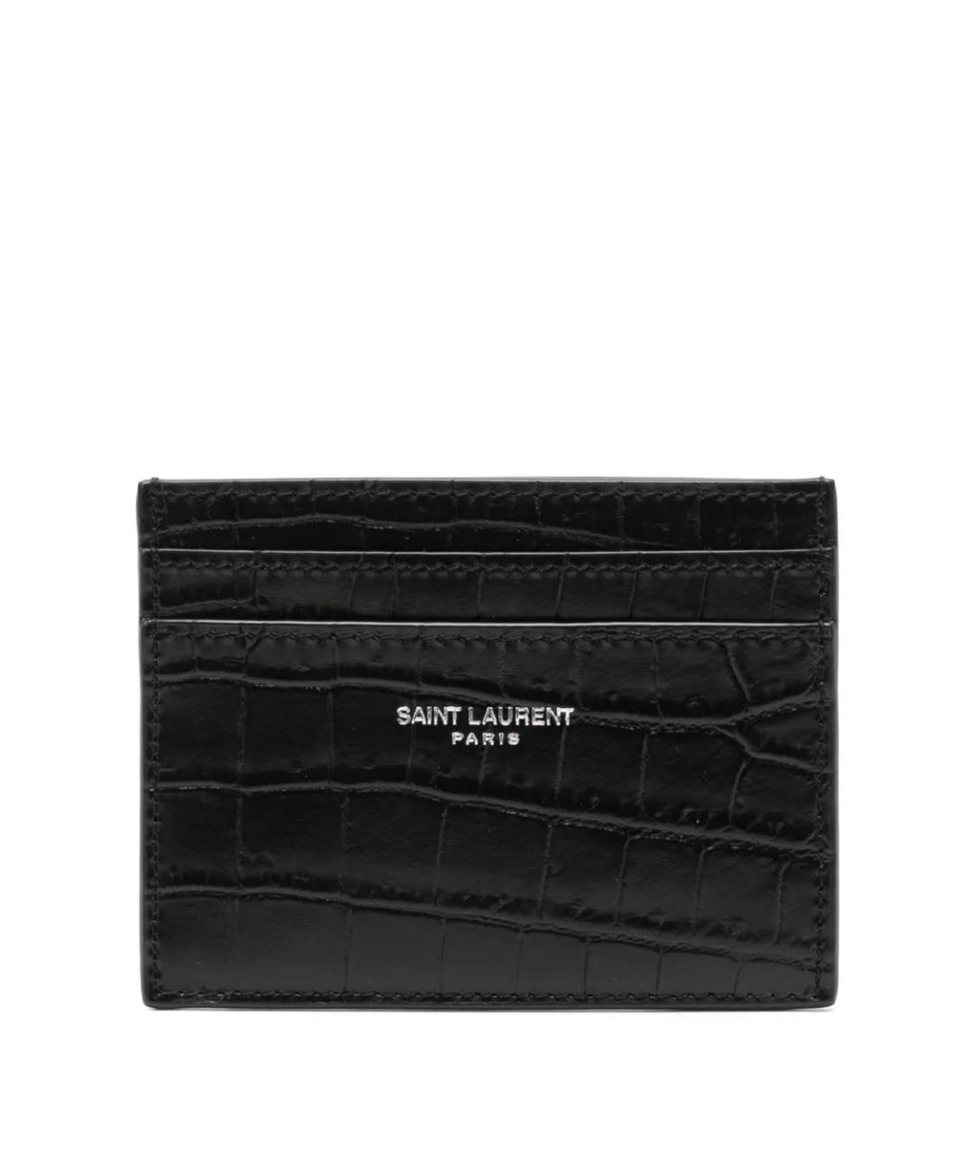SAINT LAURENT Черный кожаный кардхолдер, фото 1