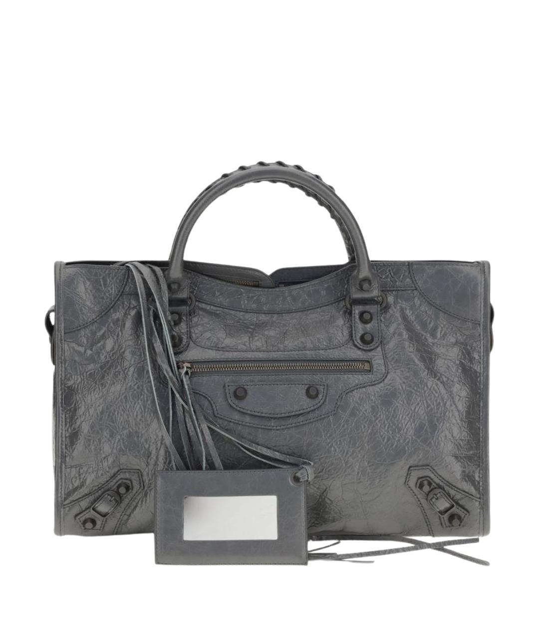 BALENCIAGA Серая кожаная сумка тоут, фото 1