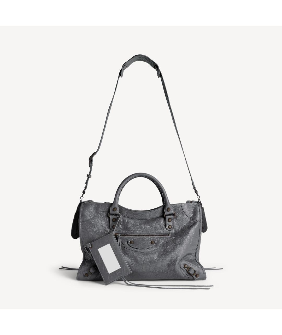 BALENCIAGA Серая кожаная сумка тоут, фото 5